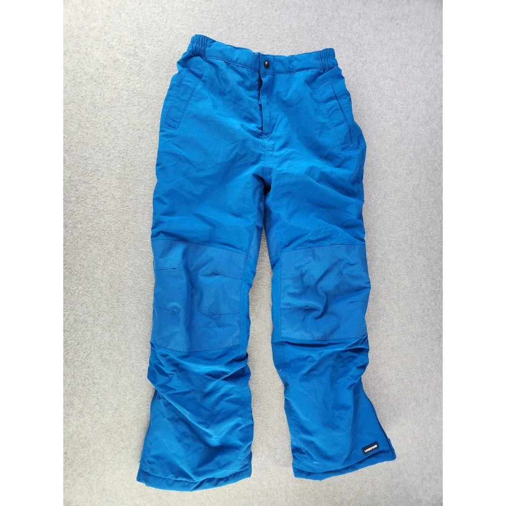 Lands End Kids Blue Ski Snow Pants Ski‎ Grow Cuffs Water Resistant Lined SZ 12